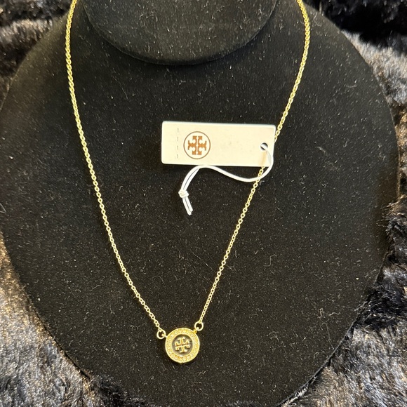 Tory Burch Jewelry - Tory Burch Pave Gold Emblem Necklace